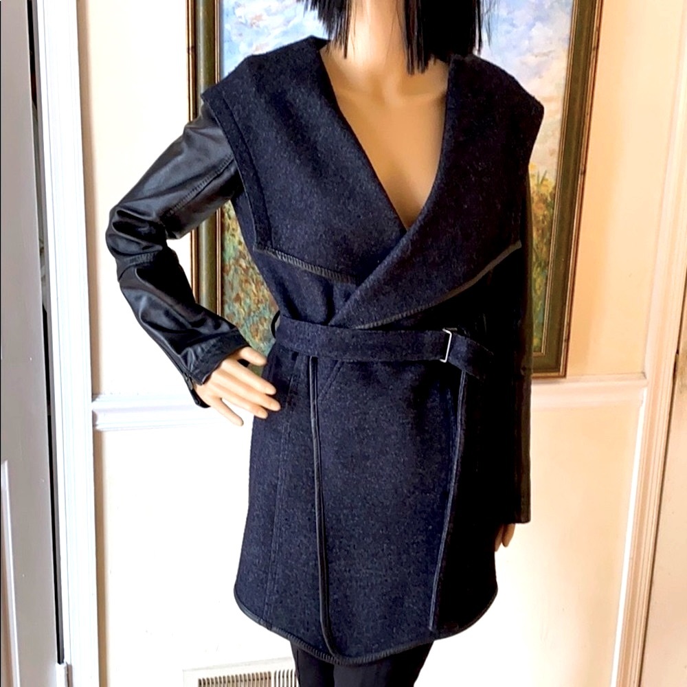 GABINA PARALOVA Hooded Wrap Leather  Coat